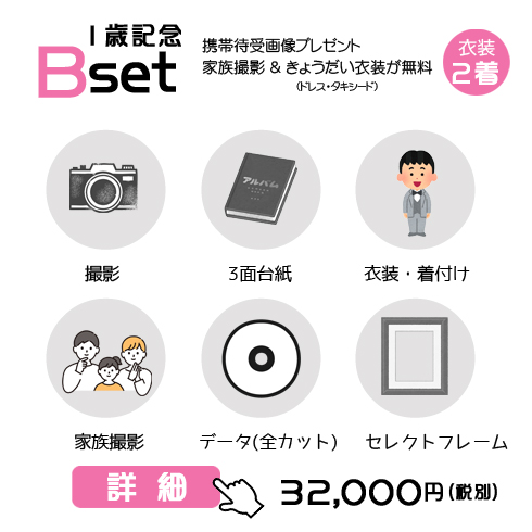  １歳誕生記念Bセットの35,200円の料金表画像 